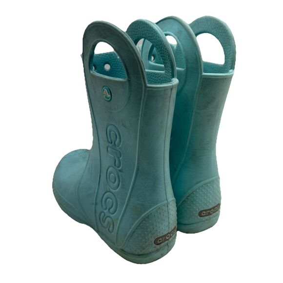 Kids Crocs Rain Boots Size J 2 Childrens Unisex Sky Blue Rainboots - Picture 6 of 11